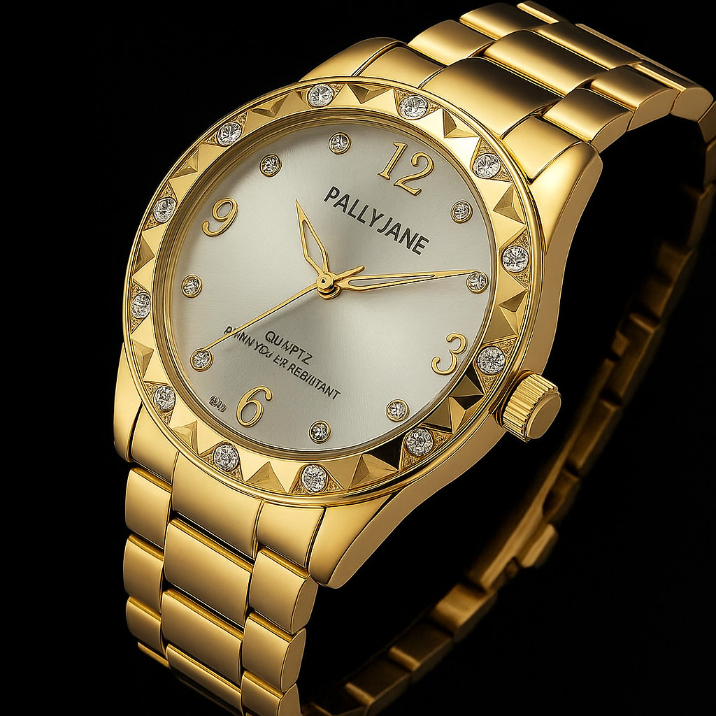Relógio Feminino Dourado Banhado a Ouro 18k Pallyjane Guke prova D´Agua em Oferta na Shopee
