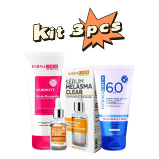 Kit Clareador Dermachem com Sérum, Sabonete e Protetor FPS 60-Diga Adeus ao Melasma em Oferta na Shopee