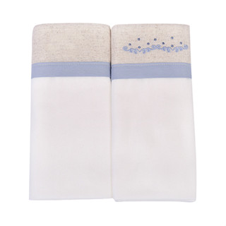 Kit Cueiro Loupiot Nature Bordado Ramos Poá Azul - 2 Peças em Oferta na Shopee
