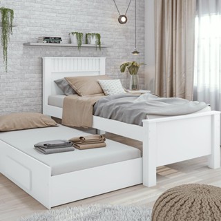 Cama Lopas Solteiro 0,90 Athenas Com cama Auxiliar Branco em Oferta na Shopee