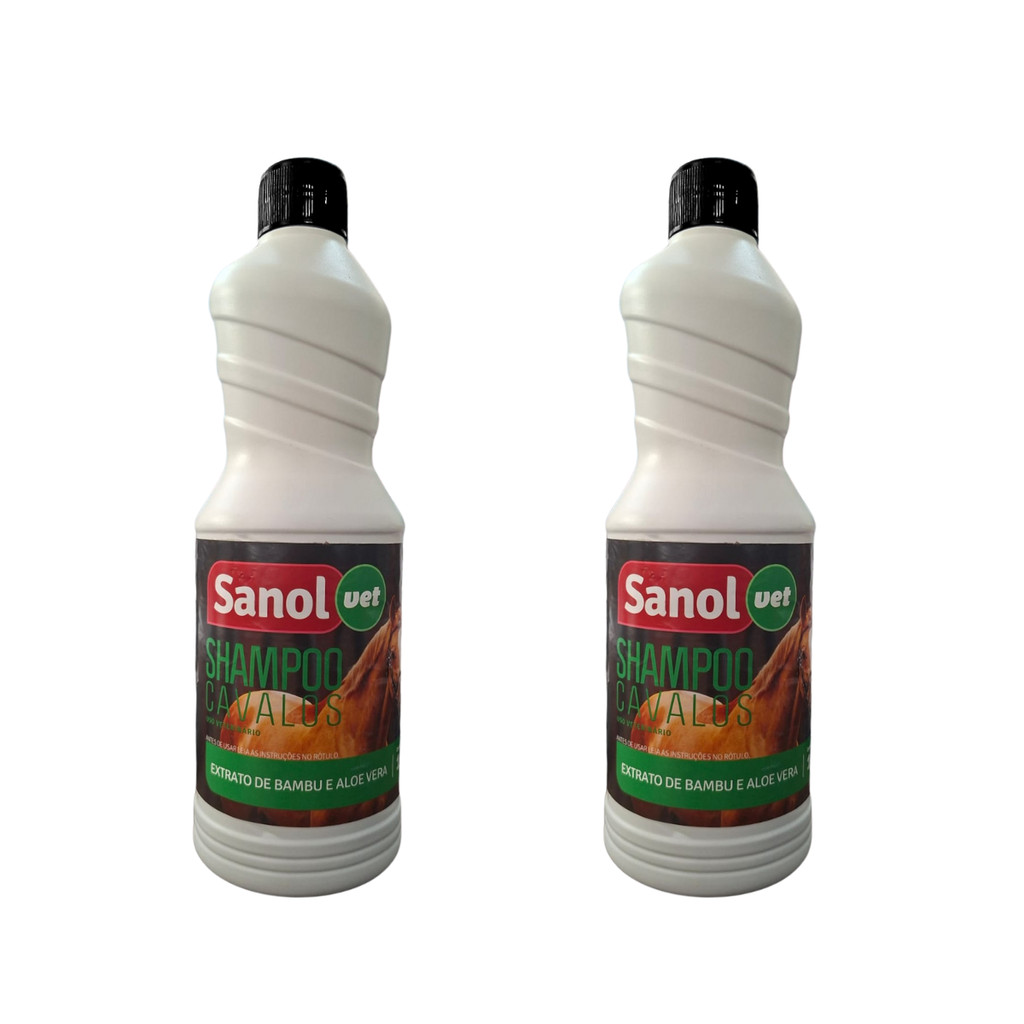KIT COM 2 SANOL SHAMPOO PARA CAVALO 1L BAMBU E ALOE VERA