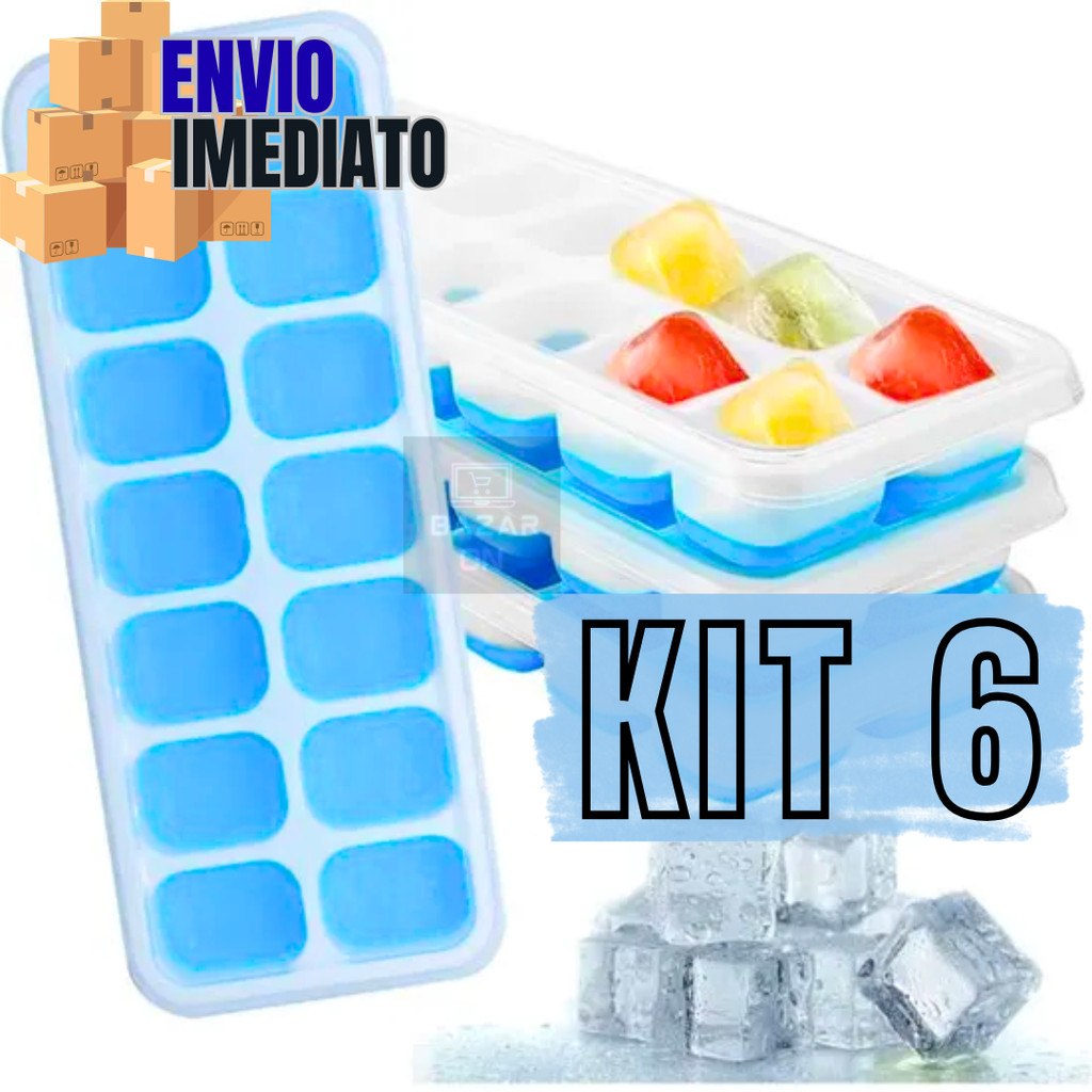 Kit 6 Formas De Gelo Fácil Desenformar Com Fundo De Silicone Doce Papinha Colorida Forminha