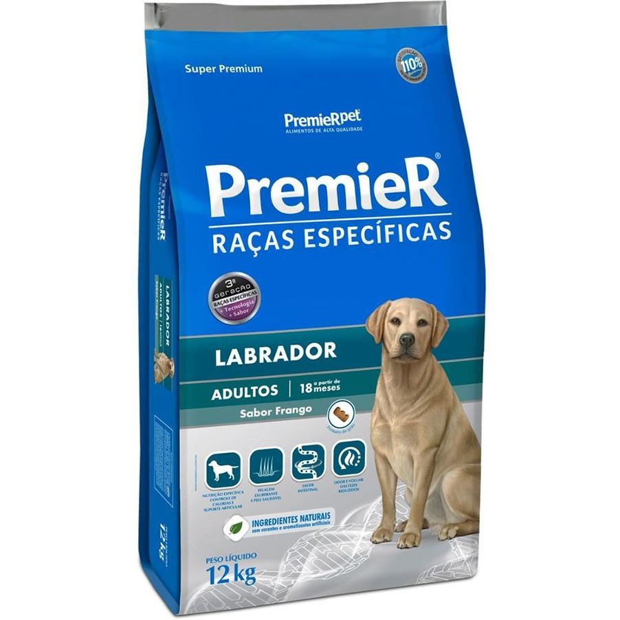 Ração Seca Premier Raças Específicas Labrador Sabor Frango Para Cães Adultos