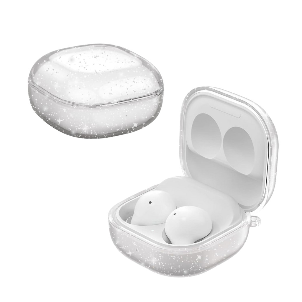 Capa Protetora Nerdcase para Samsung Galaxy Buds 2, Buds Fe, Core, Live, Pro, Transparente Glíter