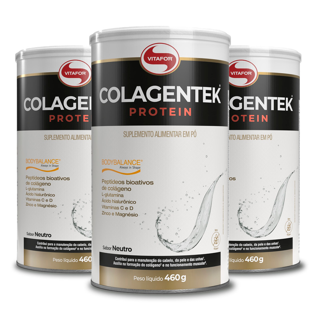 Kit 3 Colagentek Protein Vitafor Neutro 460g