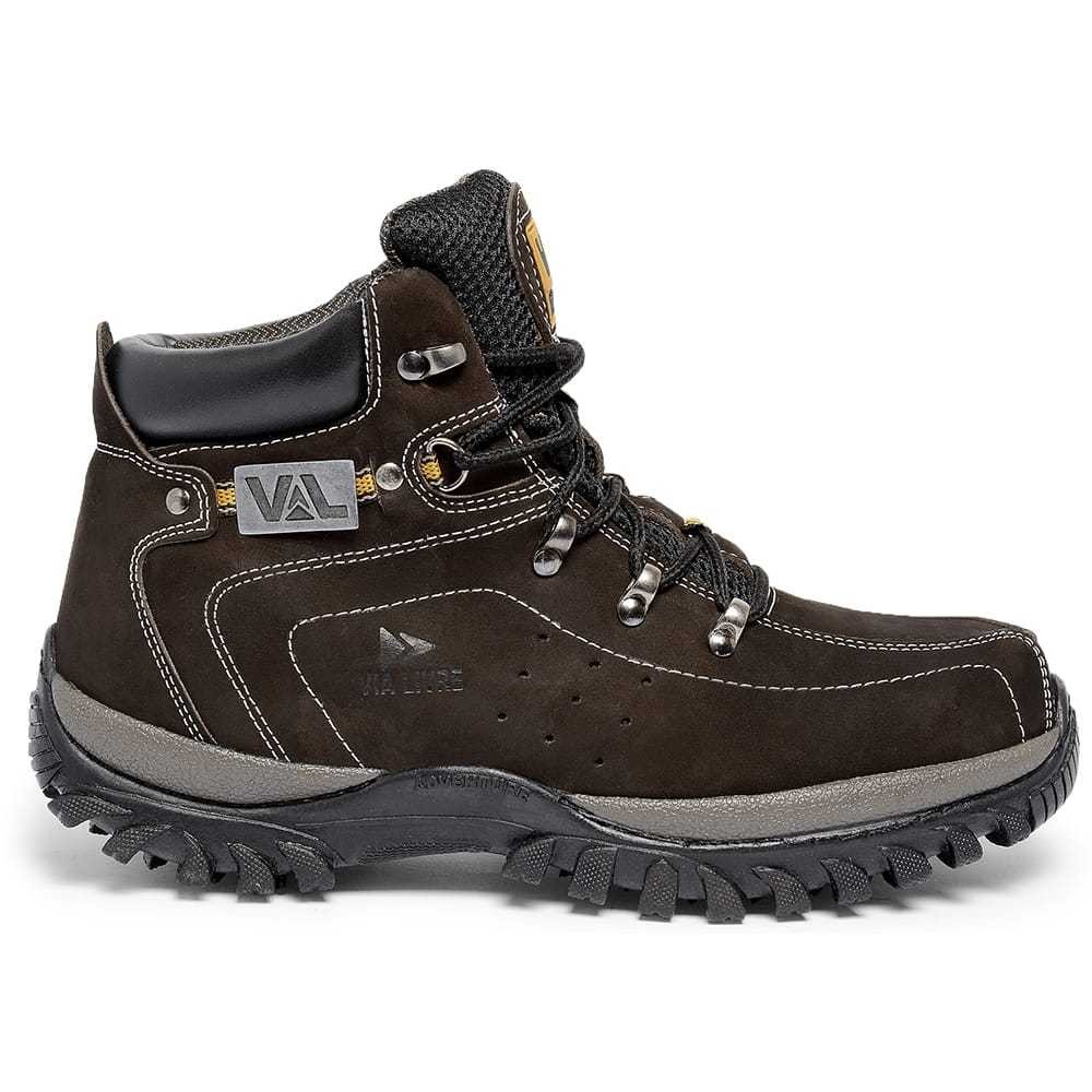 Coturno Masculino Bota Couro Legítimo Resistente Botina Adventure Reforçada Confortável Leve Macia