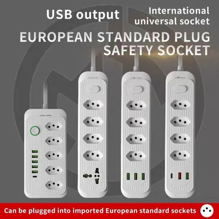 Extensão Régua de 5 Tomadas 2 Tomadas Universal 2 Porta USB 1 Tipo-C 1,90m Bivolt