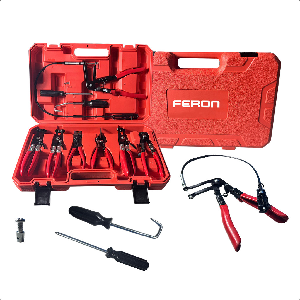 Jogo Alicate Abraçadeira Elástica 9 Peças com Cabo Flexível Para Mangueira Radiador Motor Automotivo 9 Peças