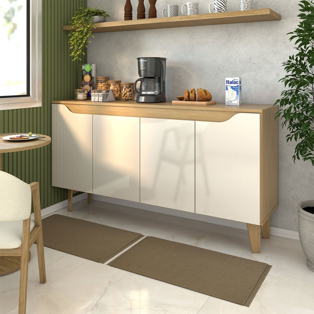 Cantinho do Café Royal 4 Portas Nature/Off White - Panorama Móveis em Oferta na Shopee