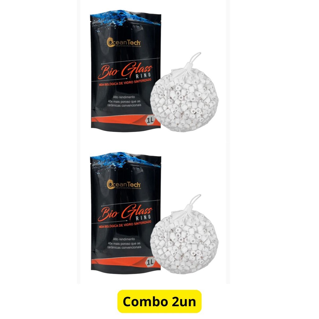 2un Bio Glass Ring 1l Ocean Tech Mídia Filtrante Para Aquário