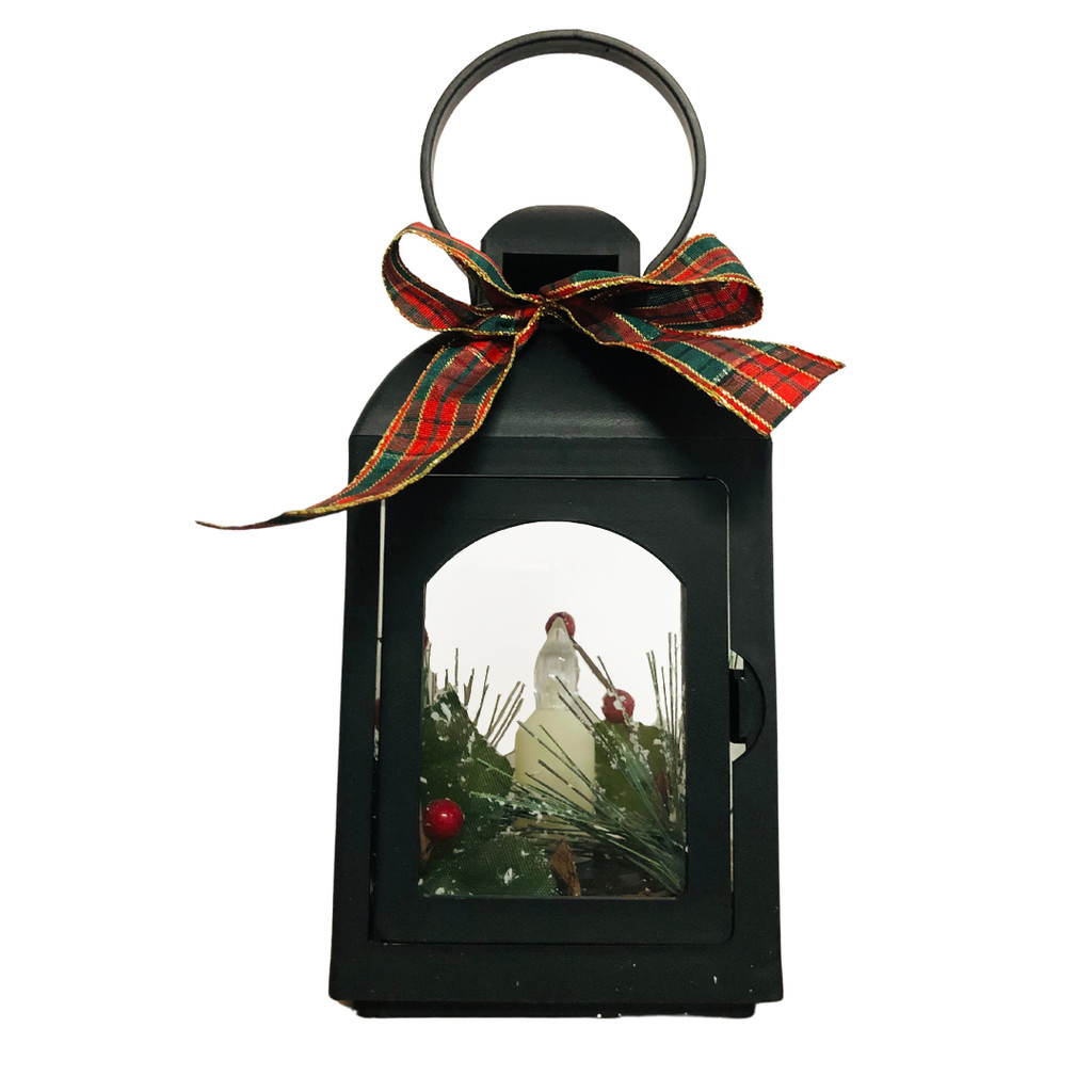 Lanterna Natalina Luminária De Natal 26cm Lamparina Vela Led