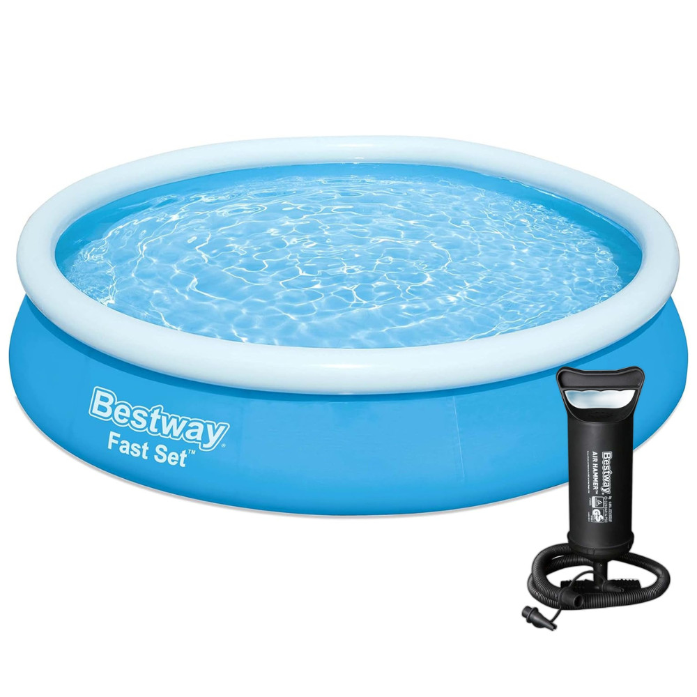 Piscina Inflável Grande Circular Fast Set 5.377L + Bomba Manual Bestway em Oferta na Shopee
