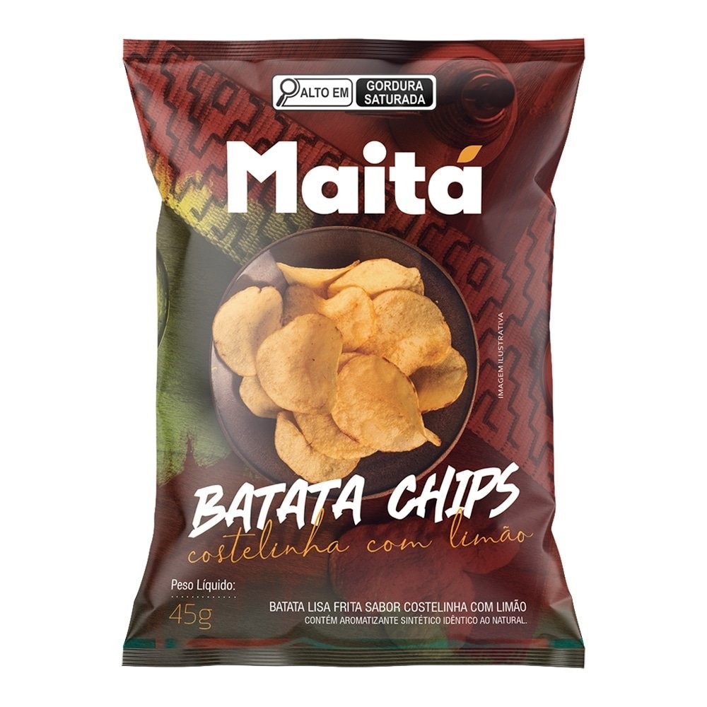 Batata Chips Maitá Lisa Costelinha com Limão 45g Embalagem com 20 Unidades