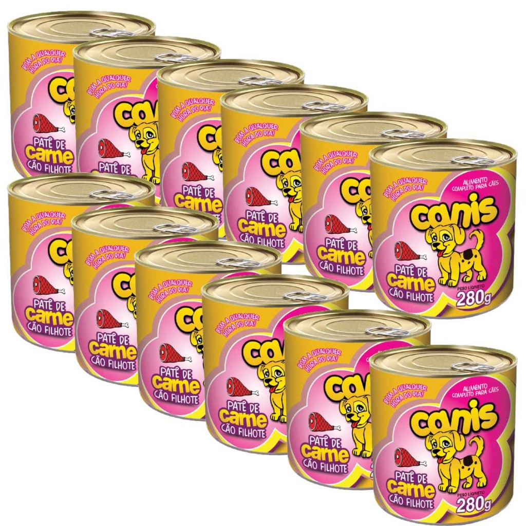 Kit Patê Para Cachorro Canis Filhote Sabor Carne 280g 12un em Oferta na Shopee