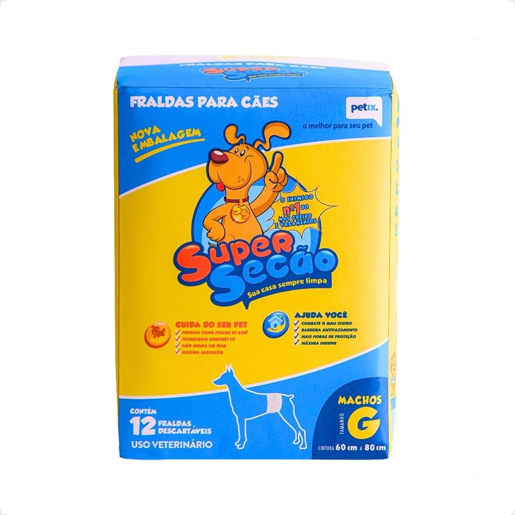 Fralda Supersecão Para Cães Machos De Porte Grande - G em Oferta na Shopee