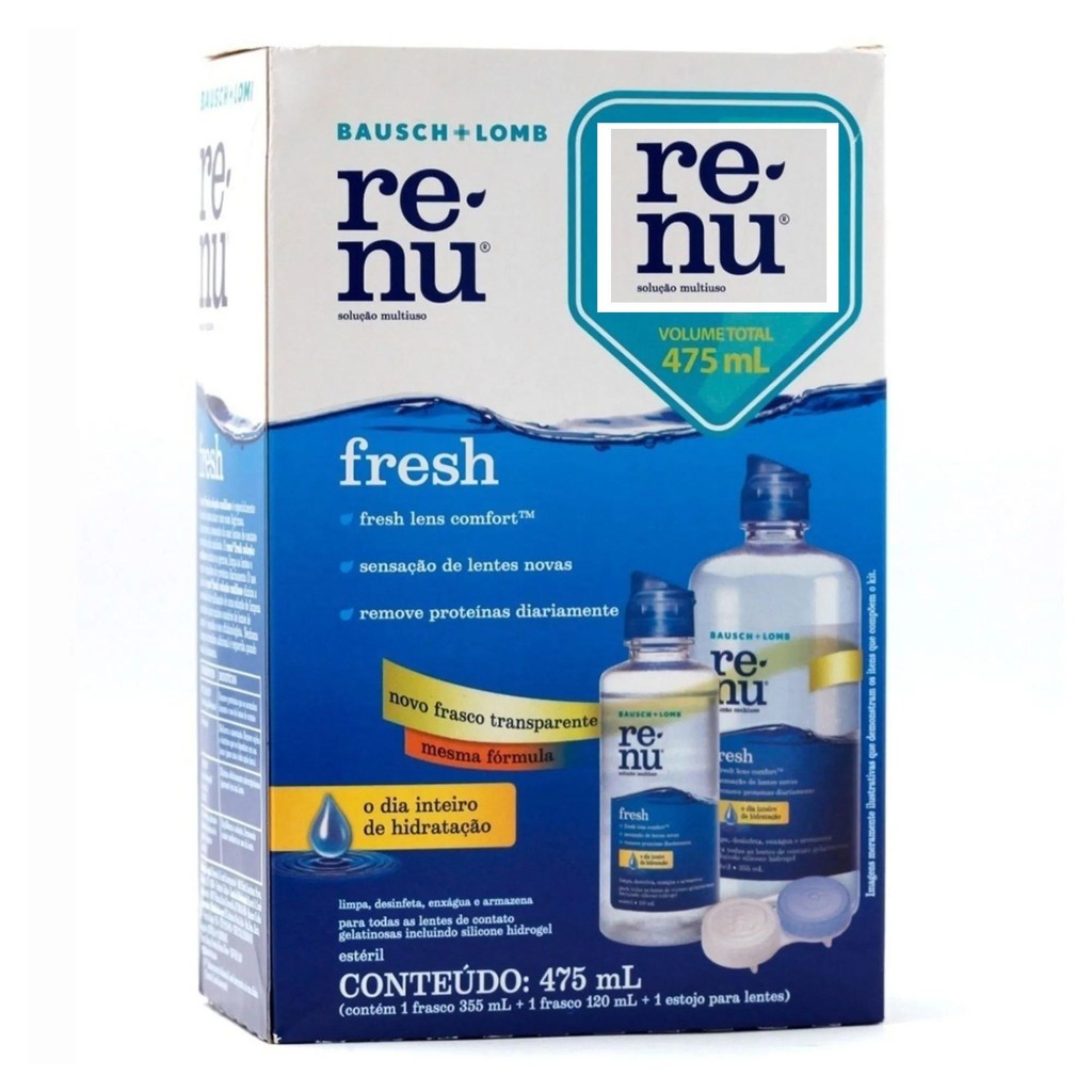 Kit De Solução Para Lentes De Contato Renu Fresh 475ml Bausch + Lomb