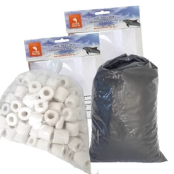 Kit Filtragem para Aquário Carvão 1kg Cerâmica 1kg 2 bolsas bag nº2 sump