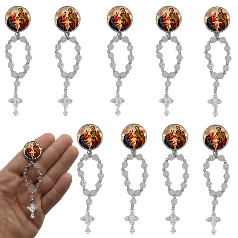 10 Mini Terço Sagrada Familia Medalha Lembrancinha Religiosa