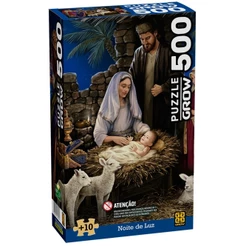 QUEBRA CABEÇA NOITE DE LUZ 500 PEÇAS GROW PUZZLE NASCIMENTO DE JESUS RELIGIÃO DEUS MARIA JOSÉ JOGOS