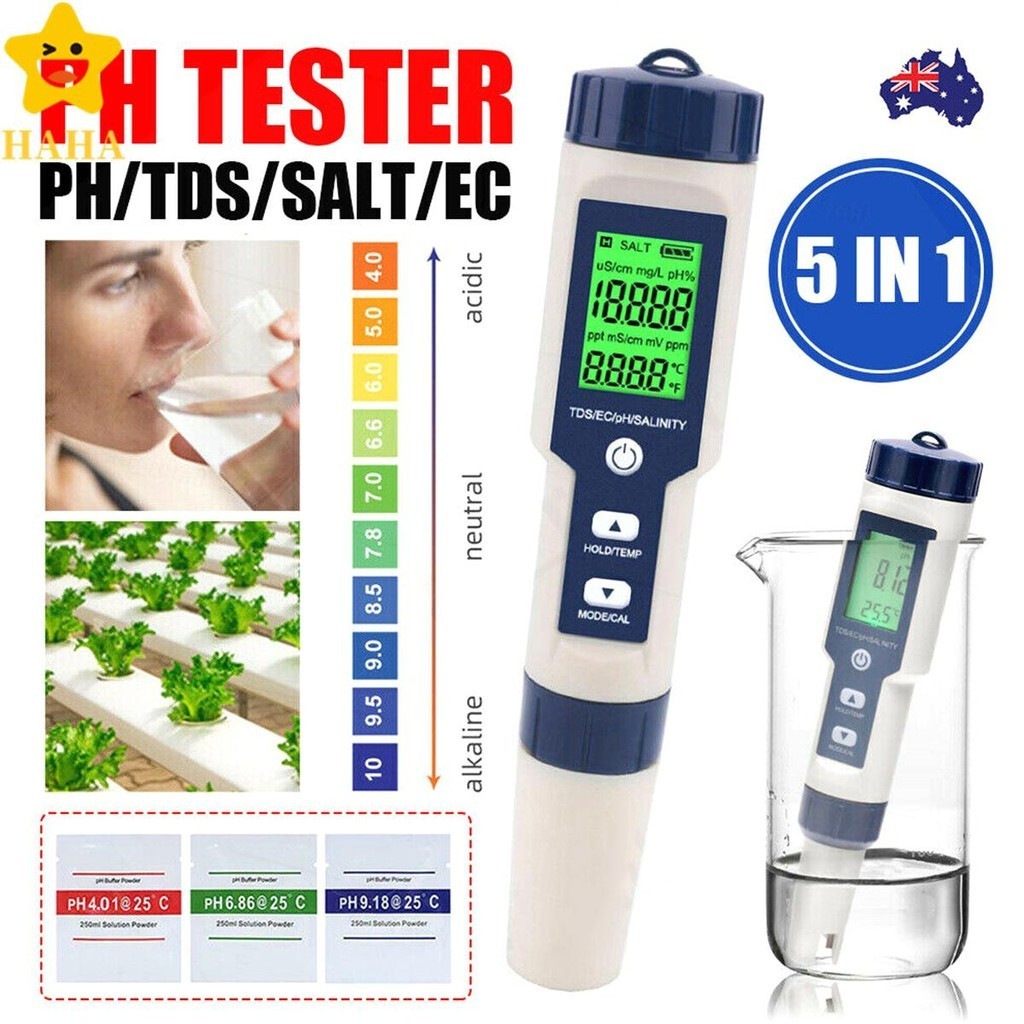 Testador De Água Qualidade Da Medidor Digital De PH EC TDS Salinidade Temp 5 Em 1 De Caneta SHOPSBC2101