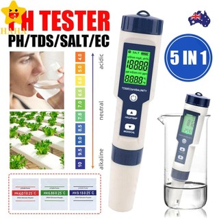 Testador De Água Qualidade Da Medidor Digital De PH EC TDS Salinidade Temp 5 Em 1 De Caneta SHOPSBC2101