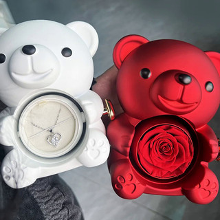 Caixa De Presentes Eterna De Ursinhos De Pelúcia Rosa Com Colar Jóias Rotativa Valentine Para Namorada Feminina
