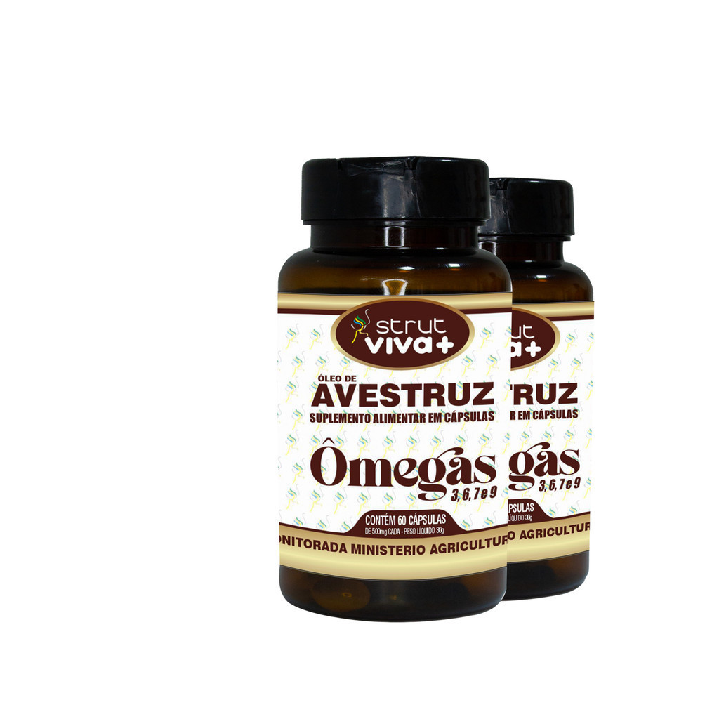 Omega 3 500mg HF Suplementos 60 Caps Óleo de Peixe Puro EPA DHA Concentrado Coração e Saúde Vida 2X