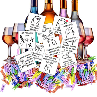 100 tag drinks Flork frases divertidas com pregador em Oferta na Shopee