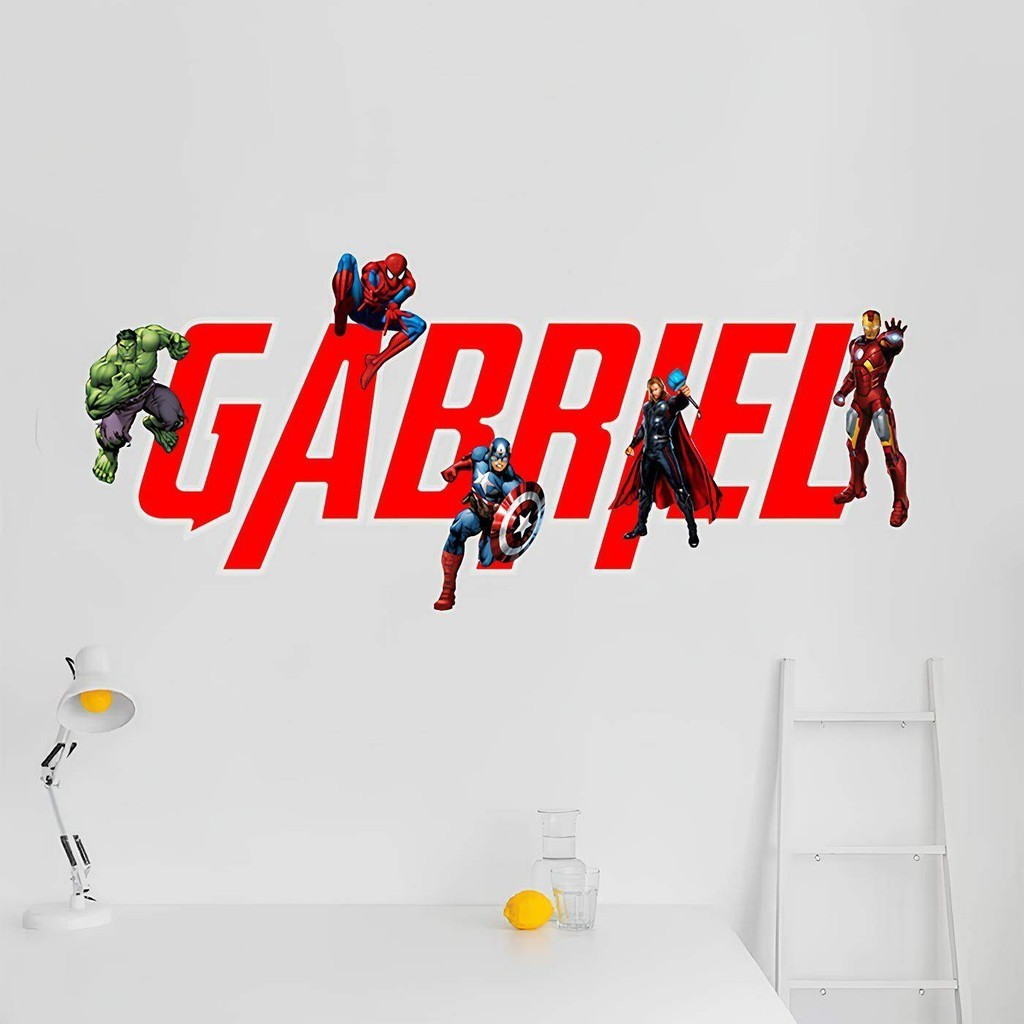 Adesivo para Parede Nome Personalizado - Tema Vingadores em Oferta na Shopee