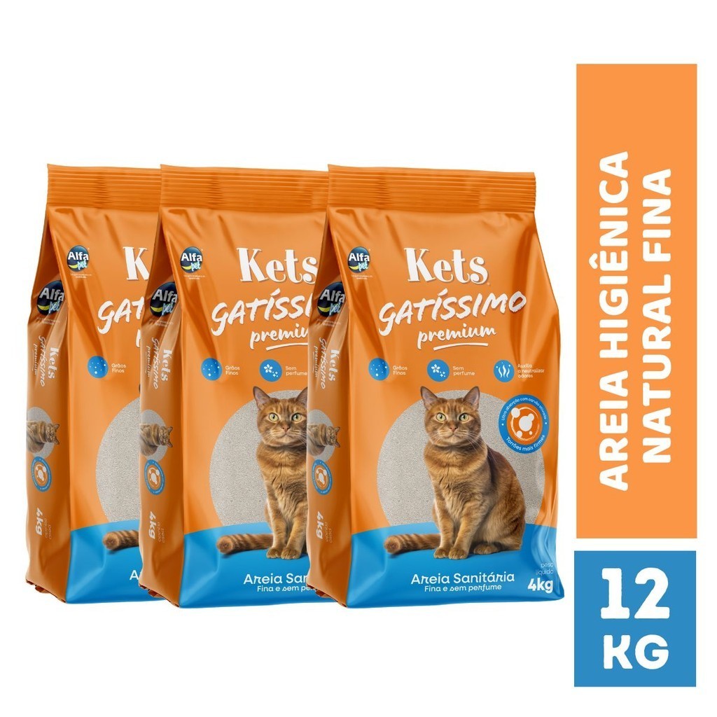 Areia Sanitária Premium Kets Gatissimo 12kg para Gatos
