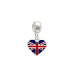 Berloque Prata 925 Inglaterra Reino Unido formato de coração