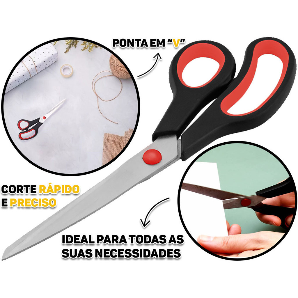 Tesoura Em Metal Para Uso Doméstico Escolar Costura Artesanato Cabo Plástico 23,5cm Hutz em Oferta na Shopee