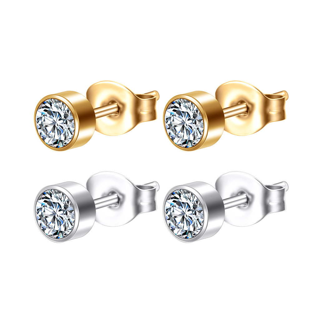 Brincos Femininos Piercing Orelha Aço Cirúrgico Dourado Pedra Cristal Brinco Ponto de Luz em Oferta na Shopee