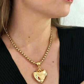 Colar Corrente Cordão Feminino Pingente Coração Folheado Ouro 18k Envio Rápido