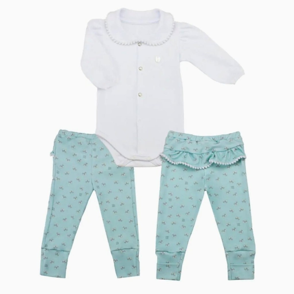 Conjunto Bebê Body e Calçaem algodão egícpio  estampa CAT FRIENDS - Mini Bear