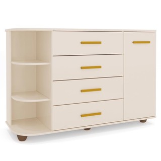 Cômoda Infantil com Cantoneira e 4 Gavetas 100% MDF New Lorena Off White - Phoenix em Oferta na Shopee