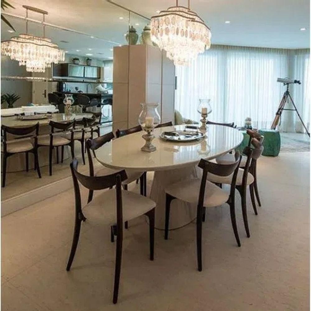Mesa De Jantar Cone Oval 198x122 Cm Laqueado Branco Cor Branco em Oferta na Shopee