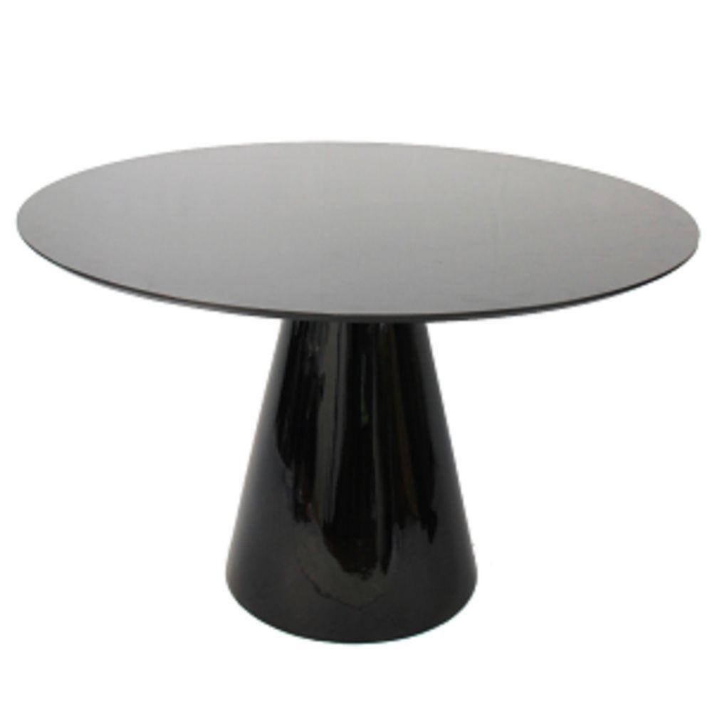 Mesa De Jantar Cone 60 Cm Tampo De Vidro Laca Preta Preto em Oferta na Shopee