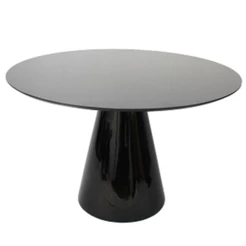 Mesa De Jantar Cone 60 Cm Tampo De Vidro Laca Preta Preto