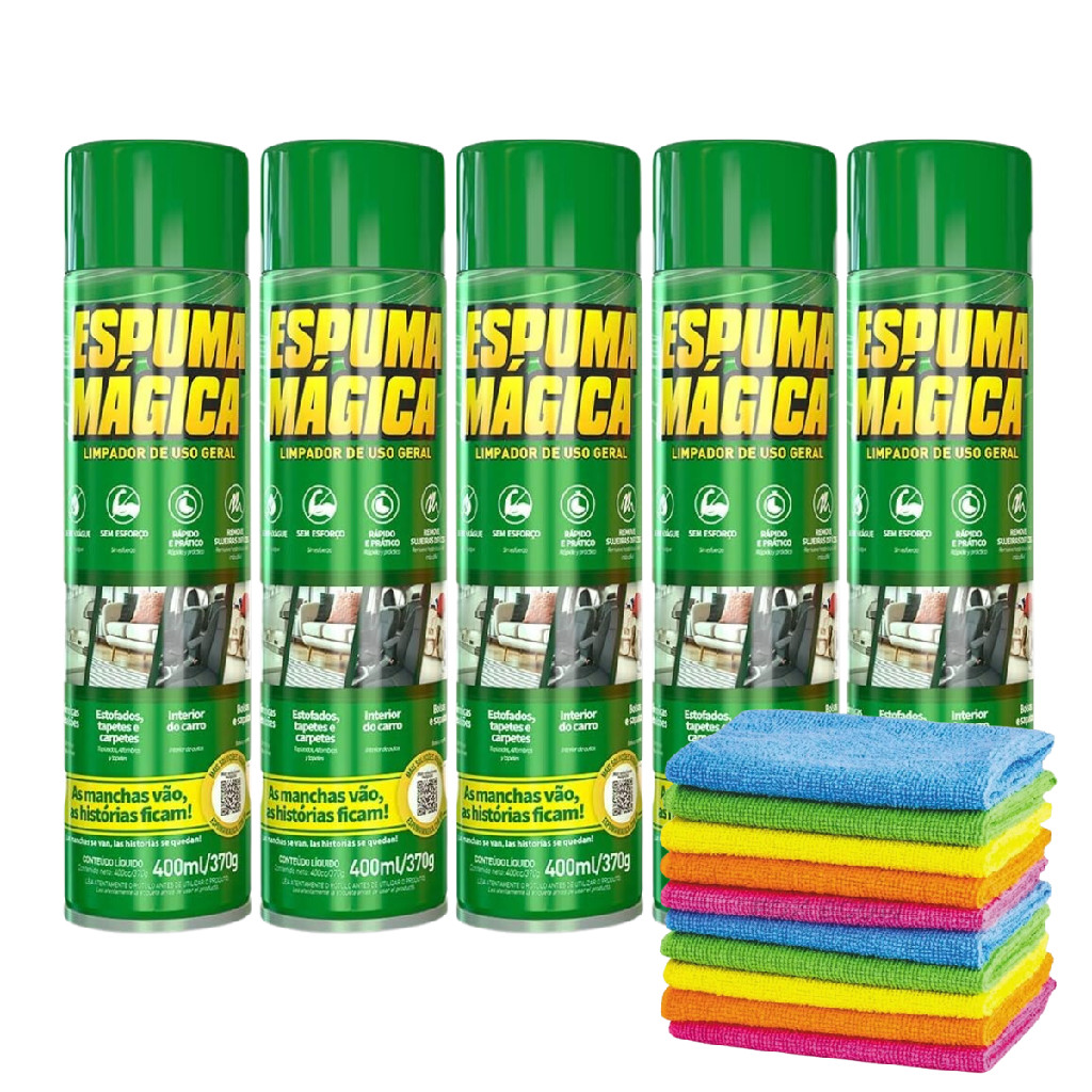 Kit C/ 5 Espuma Mágica Limpador de uso geral a seco com Pano de Microfibra em Oferta na Shopee