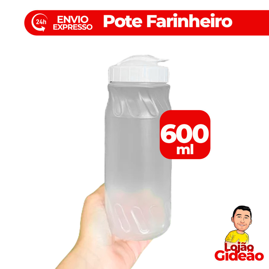 Pote Farinheiro Porta Farinha Com Tampa Dosador 600 ML