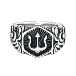 Vnox Anel Retro Emblema Para Homens Aço Inoxidável Nuvem Auspiciosa Trident Cor Jóias De Moda Masculina Fria