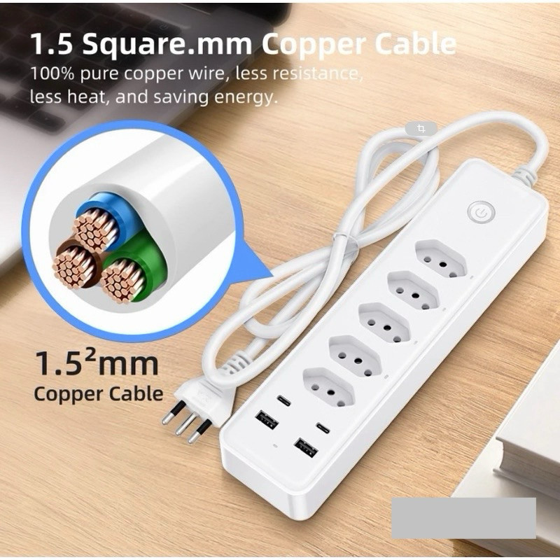 Filtro de Linha Régua de Tomadas 2,3,4,5 tomadas 2 USB 2 Tipo C