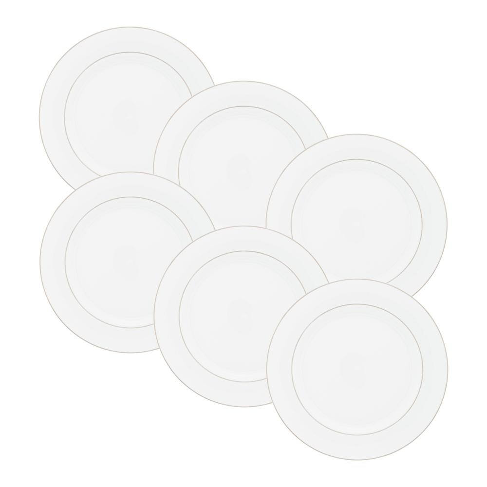 6 Pratos Rasos Wolff de Porcelana com Borda Prateada em Oferta na Shopee