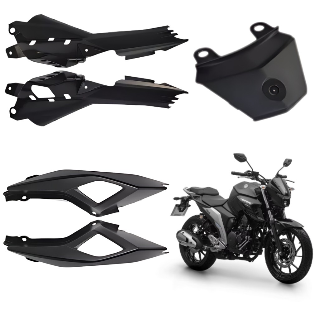 KIT CARENAGEM TRASEIRA COMPLETA FAZER 250 FZ25 PRETO FOSCO 2022 PARAMOTOS YAMAHA