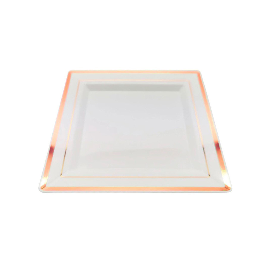 Prato Descartável Quadrado Premium Rose Gold - 19cm - 6 unidades - Rizzo - Home & Living
