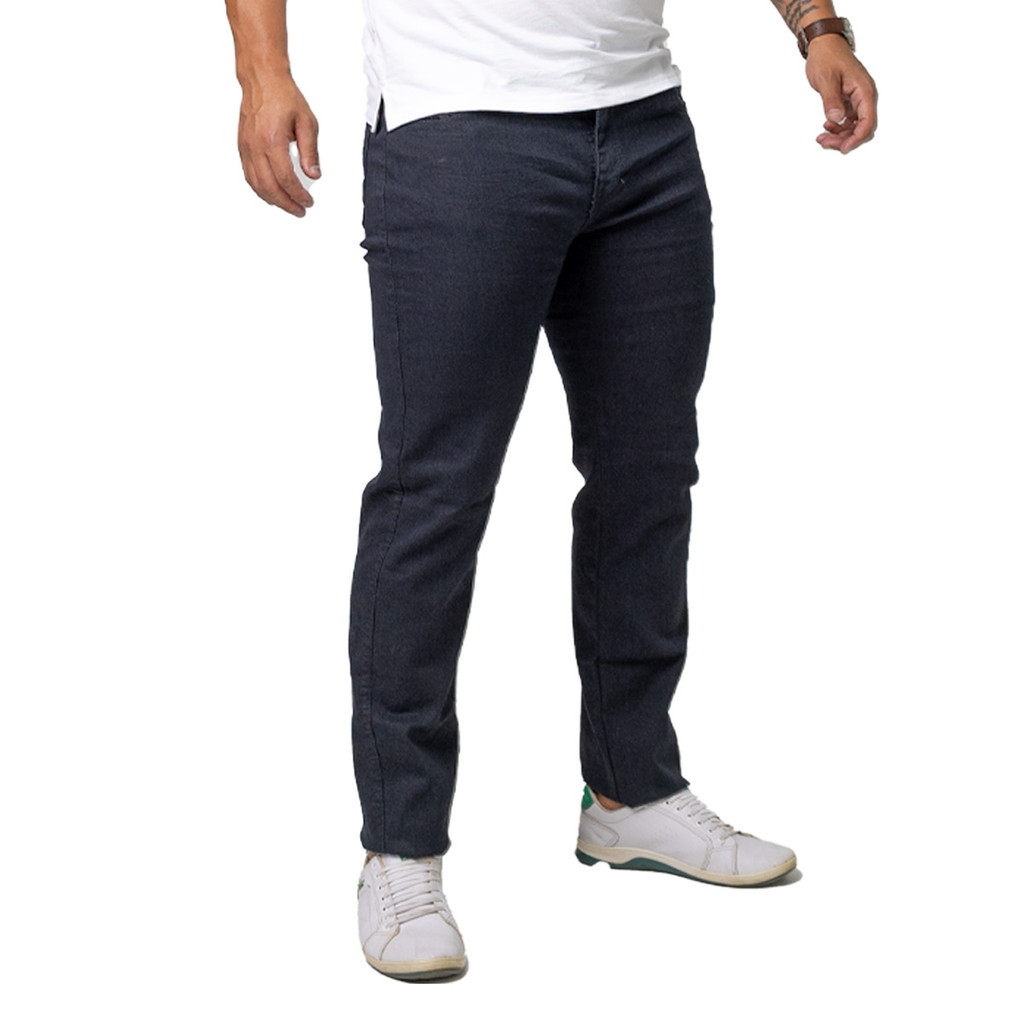 Calça Jeans Masculina Slim Preta Lycra Elastano Casual Sarja COPA DO MUNDO