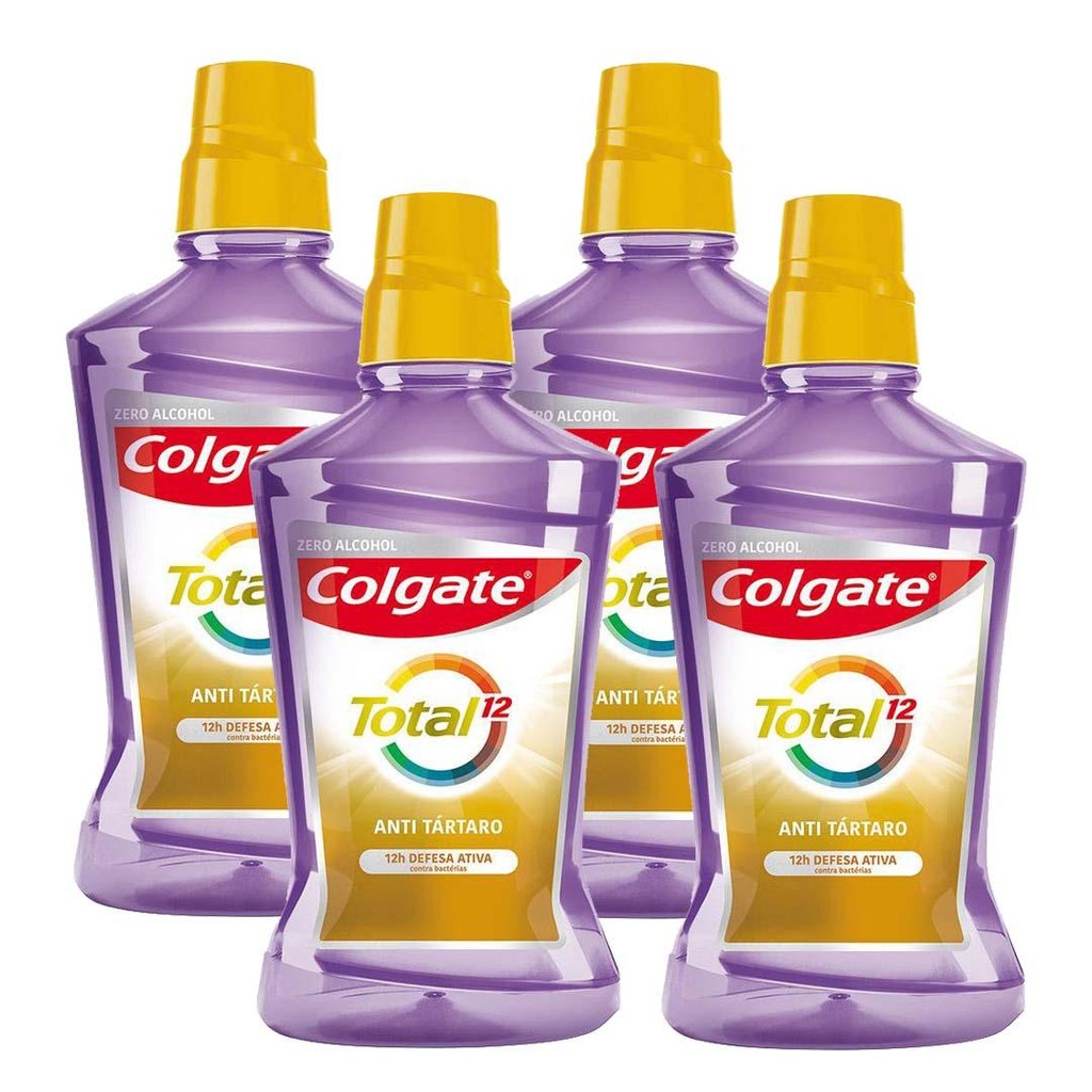 Kit 4 Enxaguantes bucal Colgate Total 12 Zero Álcool Anti-Tártaro 500ml em Oferta na Shopee