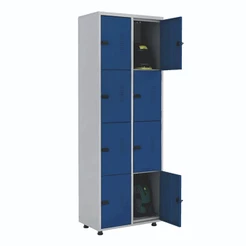 Armário Roupeiro Aço 8 Portas Academia Guarda Volume EA702 Azul