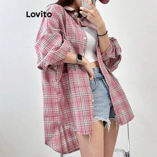 Lovito Blusa casual com botões de algodão para mulheres L101AD174 em Oferta na Shopee